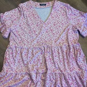 Purple & White Midi Summer Dress